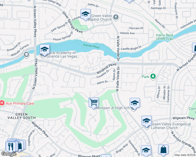 map of restaurants, bars, coffee shops, grocery stores, and more near 1933 Coralino Drive in Henderson