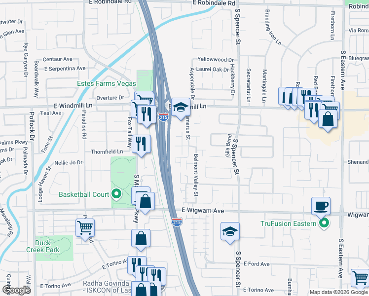 map of restaurants, bars, coffee shops, grocery stores, and more near 8266 Lincoln Valley Street in Las Vegas