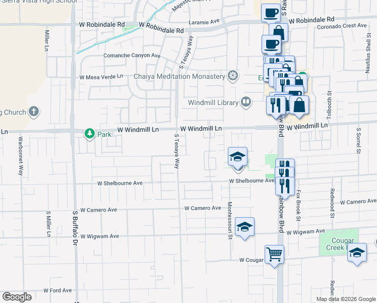 map of restaurants, bars, coffee shops, grocery stores, and more near 8192 Lone Boulder Street in Las Vegas