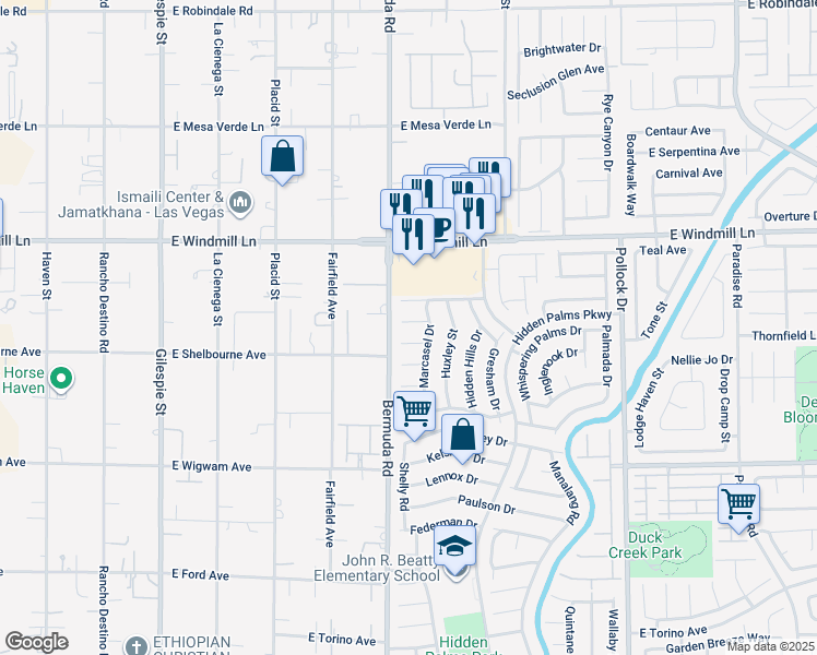 map of restaurants, bars, coffee shops, grocery stores, and more near 425 Pemberry Circle in Las Vegas