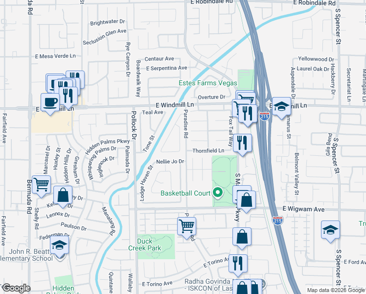 map of restaurants, bars, coffee shops, grocery stores, and more near 975 Duckbill Avenue in Las Vegas