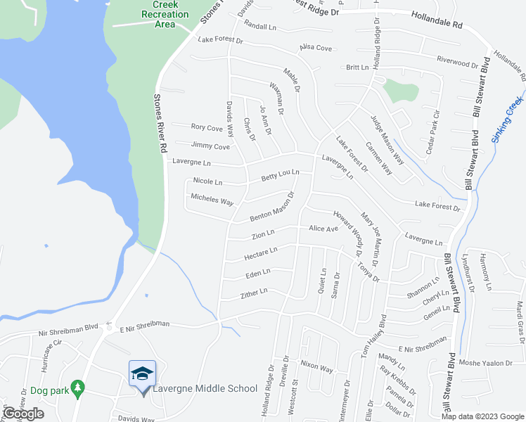 map of restaurants, bars, coffee shops, grocery stores, and more near 1120 Benton Mason Drive in La Vergne