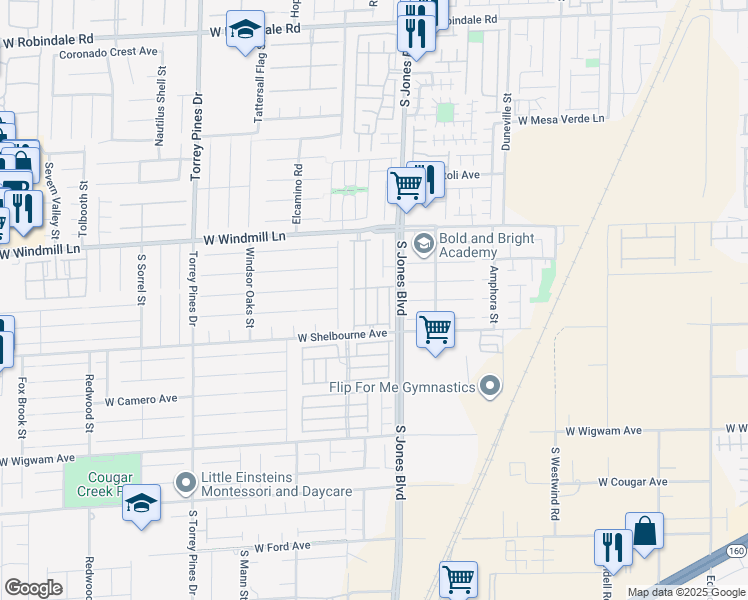 map of restaurants, bars, coffee shops, grocery stores, and more near 6150 Slate Way in Las Vegas