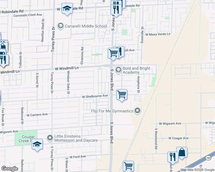 map of restaurants, bars, coffee shops, grocery stores, and more near 8231 Annual Ridge Street in Las Vegas
