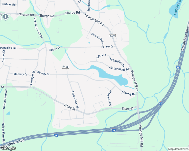 map of restaurants, bars, coffee shops, grocery stores, and more near 2205 Cabin Court in Greensboro