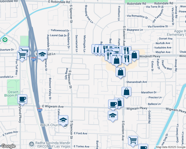 map of restaurants, bars, coffee shops, grocery stores, and more near 8251 Coyado Street in Las Vegas