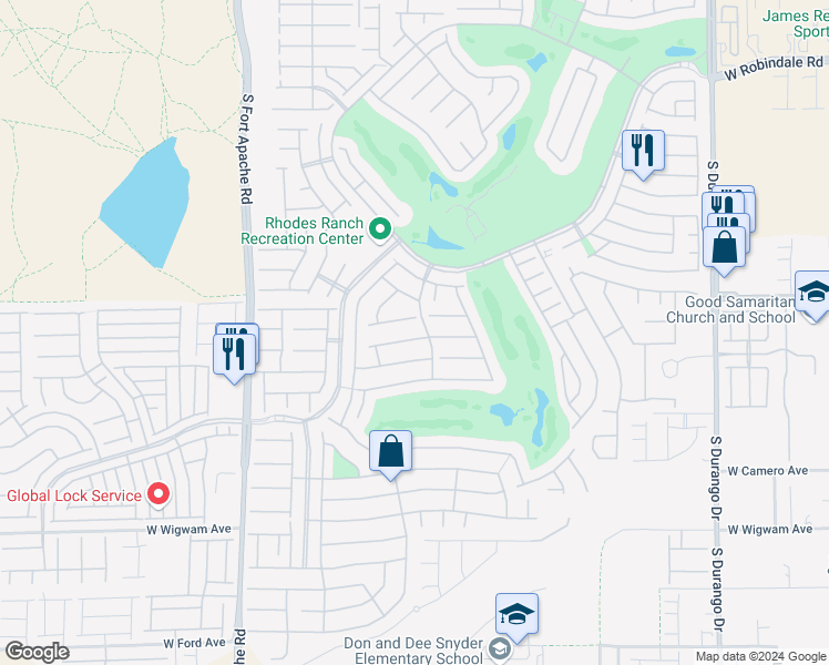 map of restaurants, bars, coffee shops, grocery stores, and more near 122 Broken Putter Way in Las Vegas