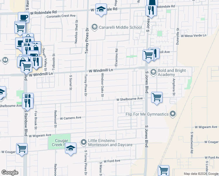 map of restaurants, bars, coffee shops, grocery stores, and more near 6377 Screaming Eagle Avenue in Las Vegas