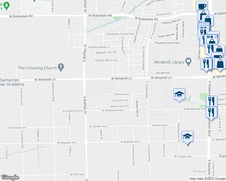 map of restaurants, bars, coffee shops, grocery stores, and more near 7596 Rising Port Avenue in Las Vegas