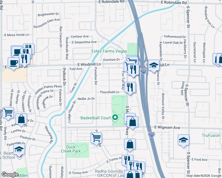 map of restaurants, bars, coffee shops, grocery stores, and more near 8272 Beaverbrook Way in Las Vegas