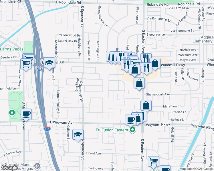 map of restaurants, bars, coffee shops, grocery stores, and more near 8251 Coyado Street in Las Vegas