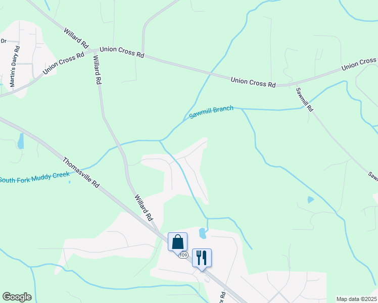map of restaurants, bars, coffee shops, grocery stores, and more near 4446 Redfern Place in Winston-Salem
