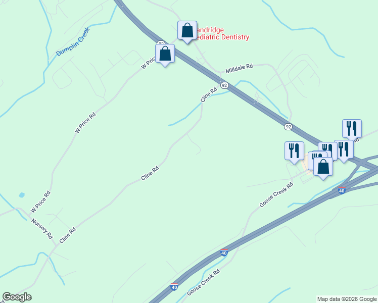 map of restaurants, bars, coffee shops, grocery stores, and more near 163 Rabbit Run Way in Dandridge