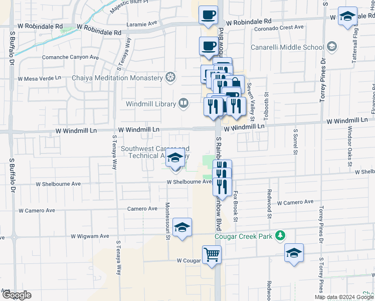 map of restaurants, bars, coffee shops, grocery stores, and more near 8183 Lake Chippewa Street in Las Vegas
