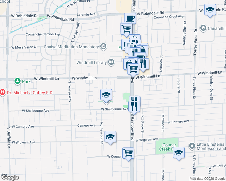map of restaurants, bars, coffee shops, grocery stores, and more near 8183 Lake Chippewa Street in Las Vegas