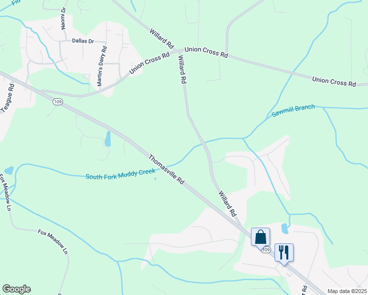 map of restaurants, bars, coffee shops, grocery stores, and more near 3054 Willard Road in Winston-Salem