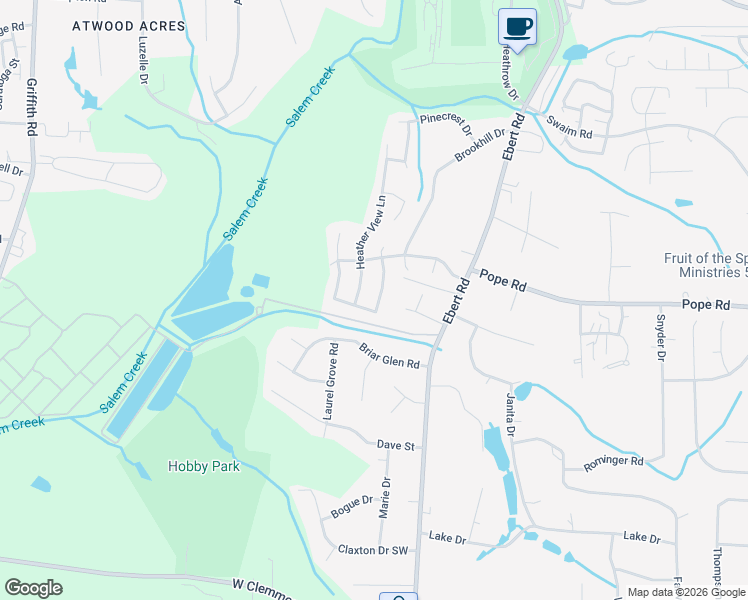 map of restaurants, bars, coffee shops, grocery stores, and more near 4035 Heather View Lane in Winston-Salem