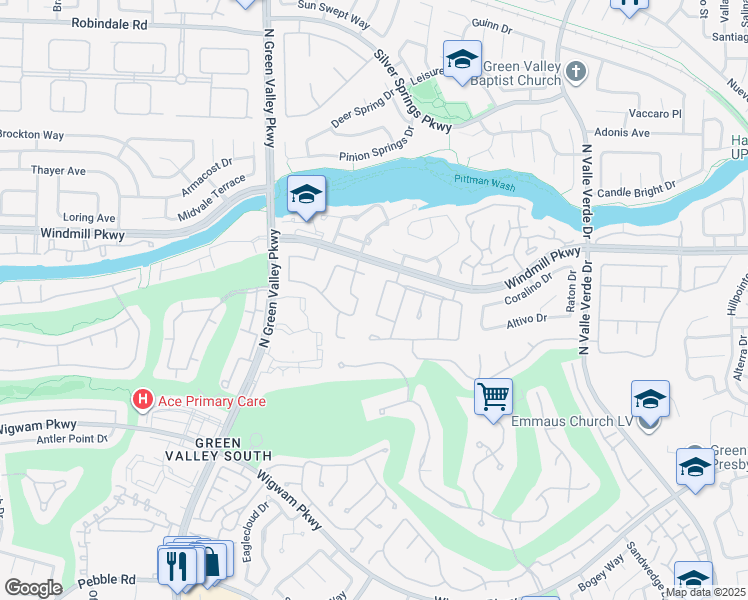 map of restaurants, bars, coffee shops, grocery stores, and more near 193 Webster Way in Henderson
