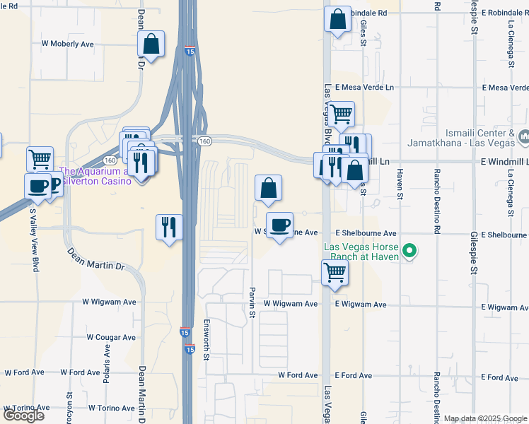map of restaurants, bars, coffee shops, grocery stores, and more near 8255 South Las Vegas Boulevard in Las Vegas