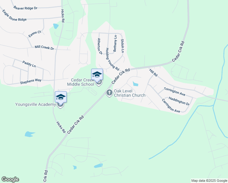 map of restaurants, bars, coffee shops, grocery stores, and more near 175 Walking Trail in Youngsville