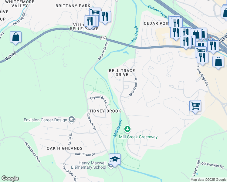 map of restaurants, bars, coffee shops, grocery stores, and more near 1315 Hickory Park Court West in Nashville