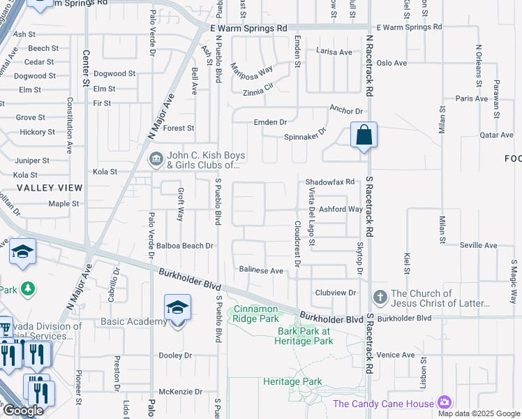 map of restaurants, bars, coffee shops, grocery stores, and more near 131 Kava Kava Street in Henderson