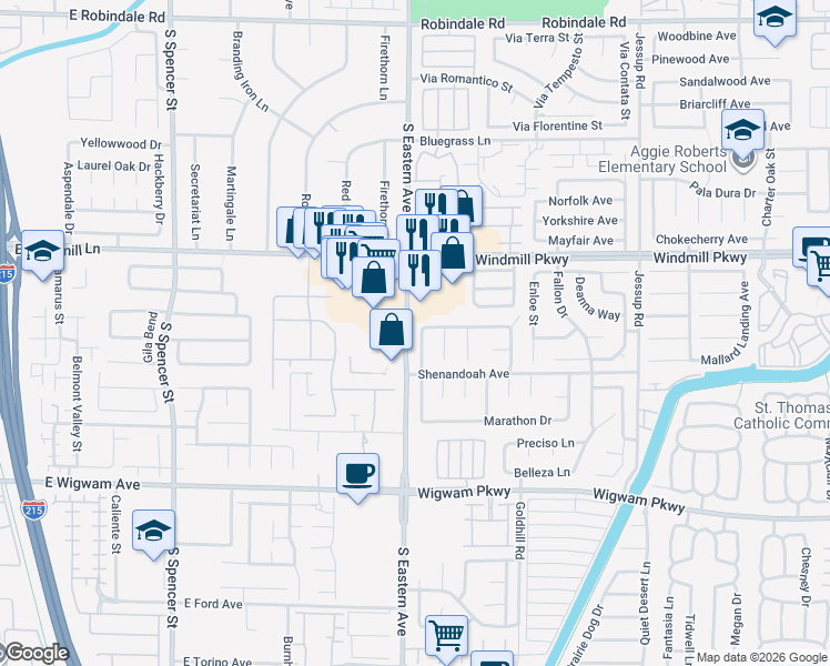 map of restaurants, bars, coffee shops, grocery stores, and more near 2868 Mahogany Grove Avenue in Henderson