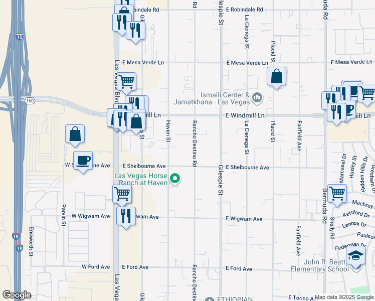 map of restaurants, bars, coffee shops, grocery stores, and more near 8218 Rancho Destino Road in Las Vegas