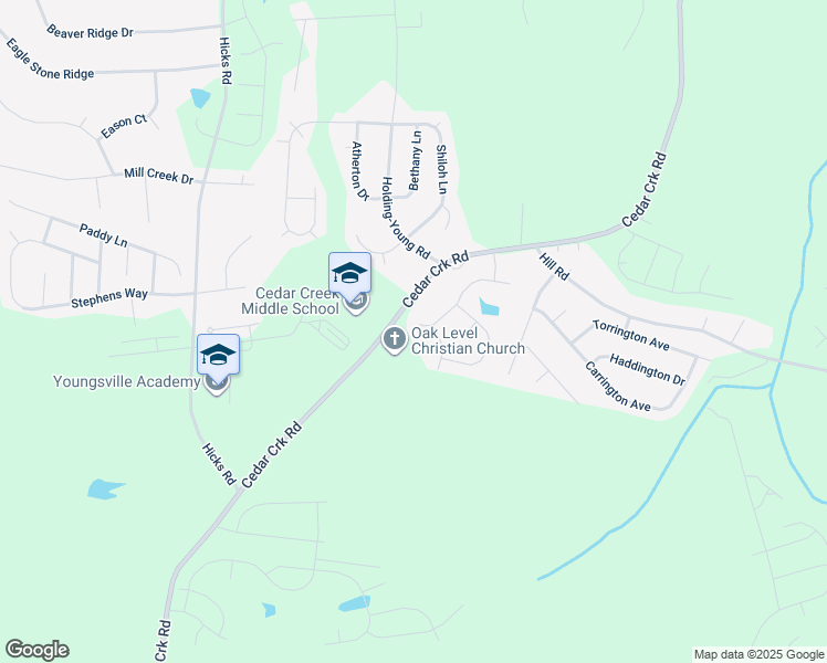 map of restaurants, bars, coffee shops, grocery stores, and more near 175 Walking Trail in Youngsville