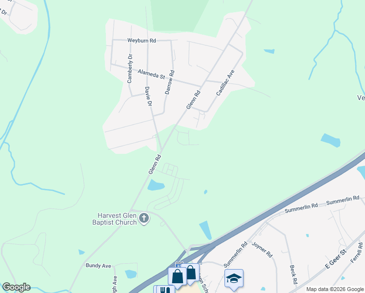 map of restaurants, bars, coffee shops, grocery stores, and more near 3700-3724 Glenn Road in Durham