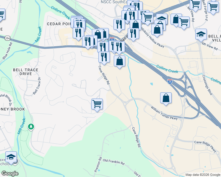 map of restaurants, bars, coffee shops, grocery stores, and more near 5348 Cane Ridge Road in Nashville