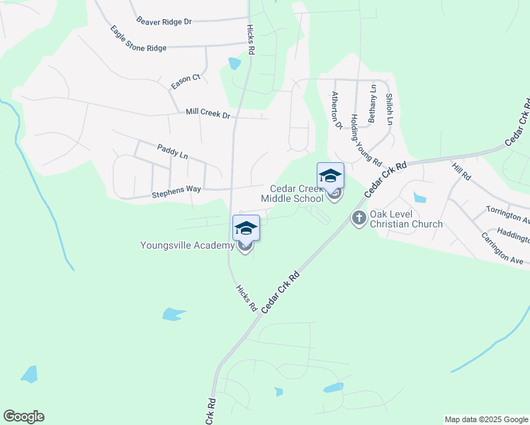 map of restaurants, bars, coffee shops, grocery stores, and more near 2042 Wiggins Village Drive in Youngsville