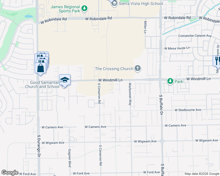 map of restaurants, bars, coffee shops, grocery stores, and more near 8090 Chocolate Hills Court in Las Vegas