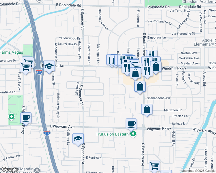map of restaurants, bars, coffee shops, grocery stores, and more near 8235 Coyado Street in Las Vegas