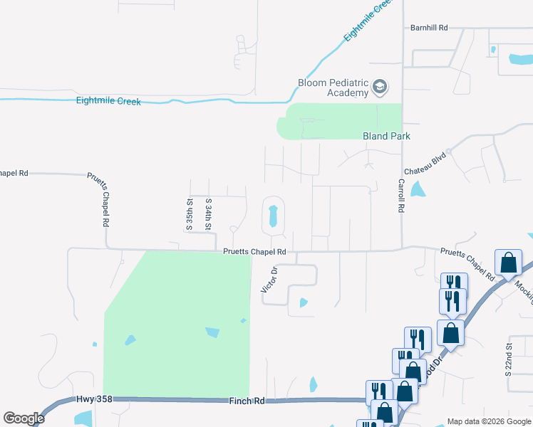 map of restaurants, bars, coffee shops, grocery stores, and more near 45 Enclave Circle in Paragould