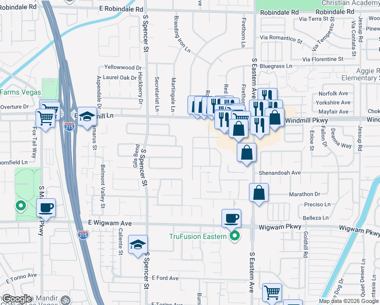 map of restaurants, bars, coffee shops, grocery stores, and more near 8235 Coyado Street in Las Vegas