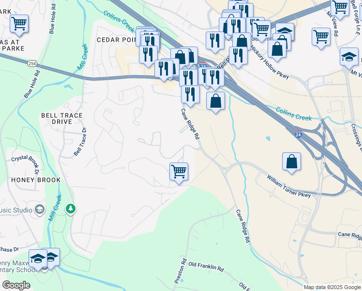map of restaurants, bars, coffee shops, grocery stores, and more near 209 Chimneytop Drive in Nashville
