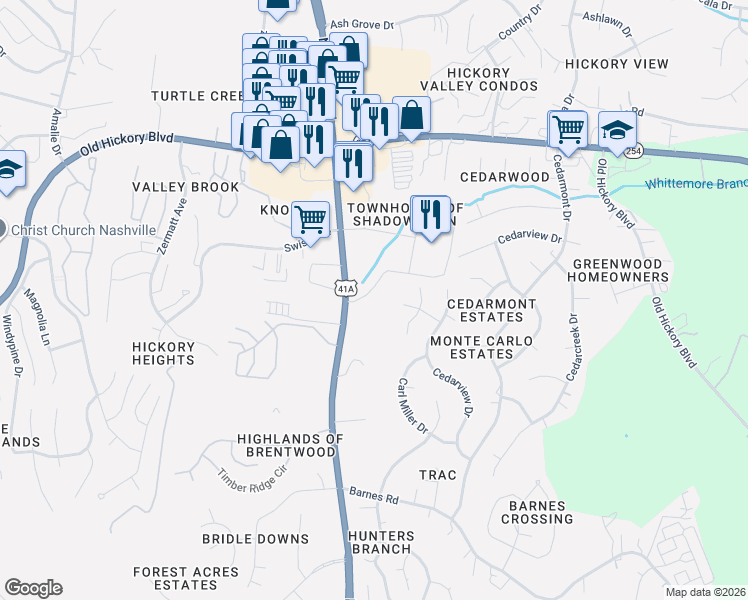 map of restaurants, bars, coffee shops, grocery stores, and more near 5838 Nolensville Pike in Nashville