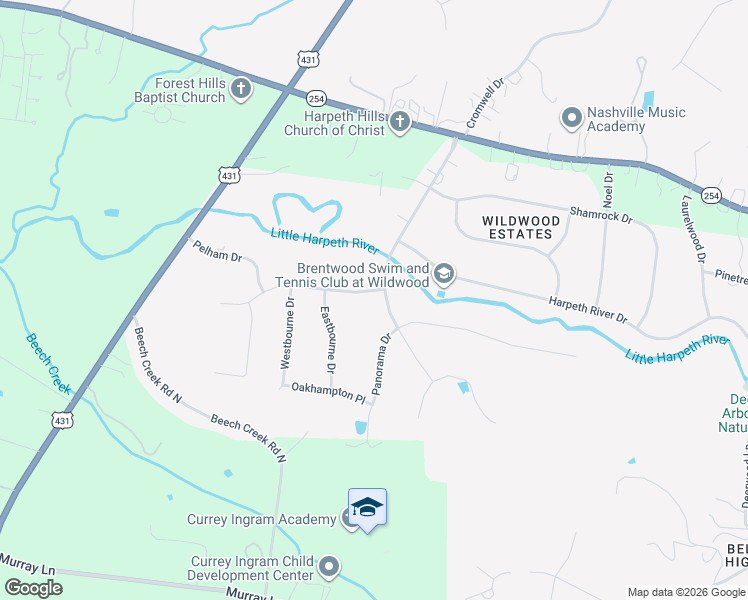 map of restaurants, bars, coffee shops, grocery stores, and more near 6335 Wildwood Valley Drive in Brentwood