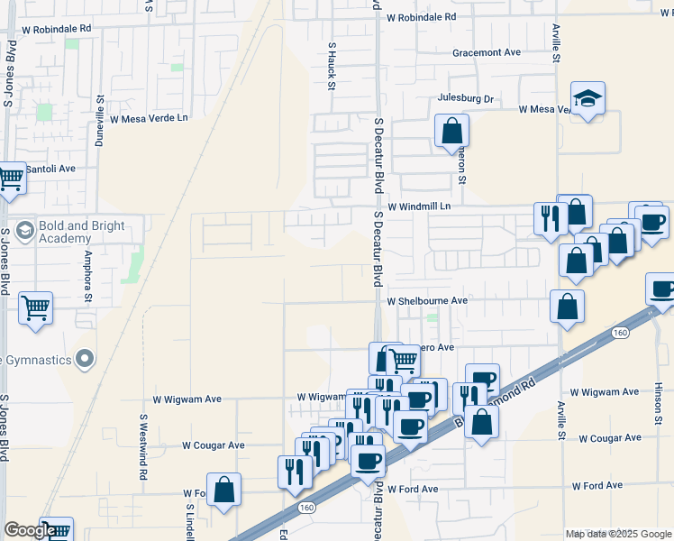 map of restaurants, bars, coffee shops, grocery stores, and more near 5025 Notting Hill Avenue in Las Vegas