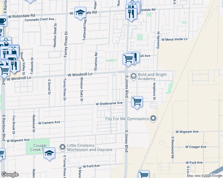 map of restaurants, bars, coffee shops, grocery stores, and more near 8207 Golden Flower Street in Las Vegas
