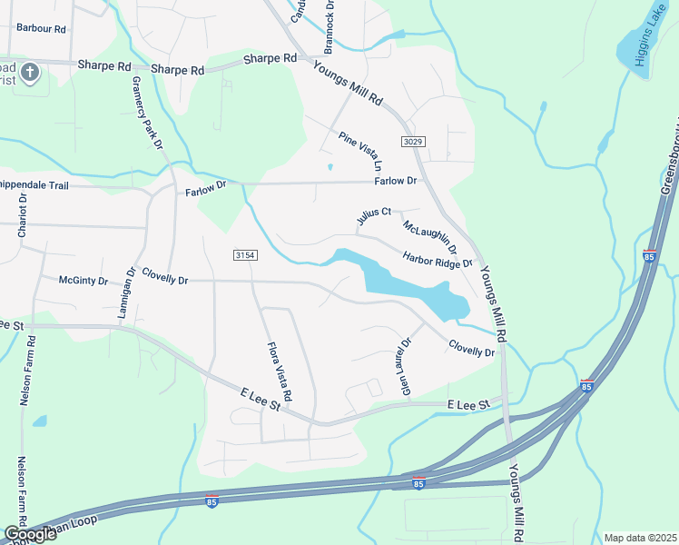 map of restaurants, bars, coffee shops, grocery stores, and more near 2204 Cabin Court in Greensboro