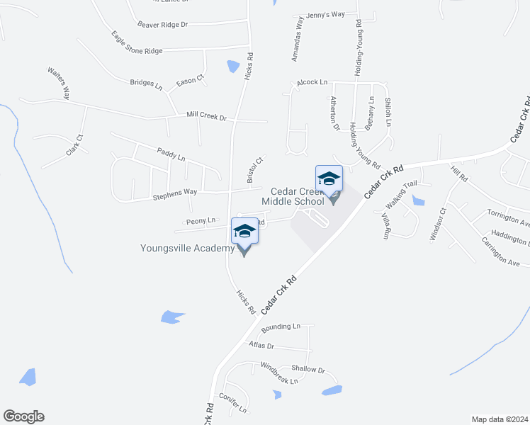 map of restaurants, bars, coffee shops, grocery stores, and more near Wiggins Village Drive in Franklin County