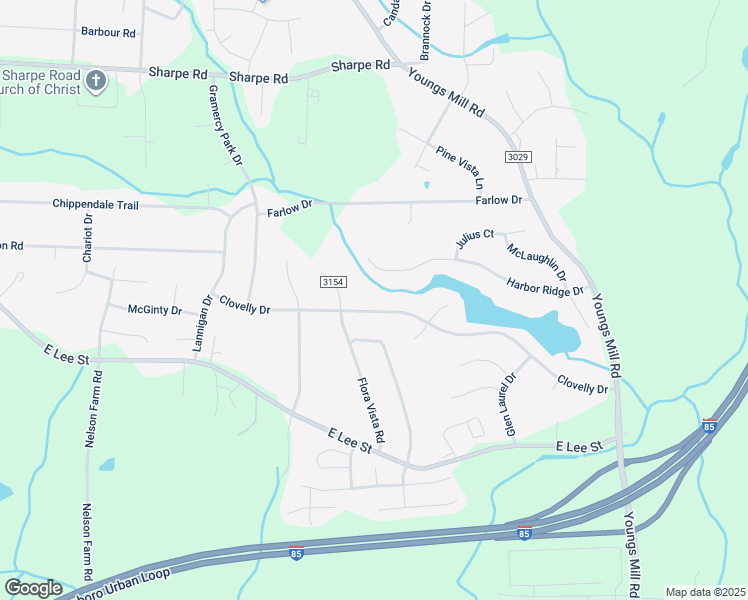 map of restaurants, bars, coffee shops, grocery stores, and more near 4209 Clovelly Drive in Greensboro