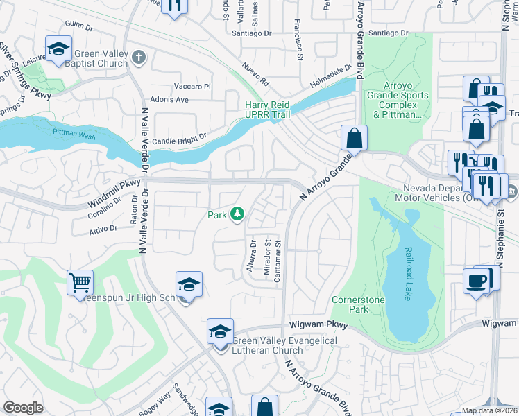 map of restaurants, bars, coffee shops, grocery stores, and more near 1851 Hillpointe Road in Henderson