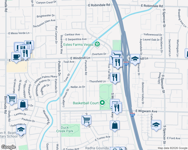 map of restaurants, bars, coffee shops, grocery stores, and more near 1031 Pelican Lake Lane in Las Vegas