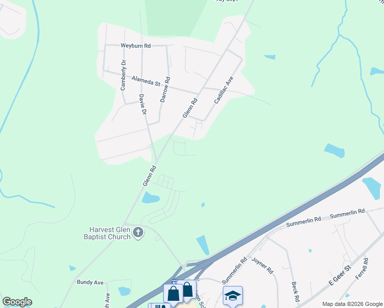 map of restaurants, bars, coffee shops, grocery stores, and more near 3700-3724 Glenn Road in Durham