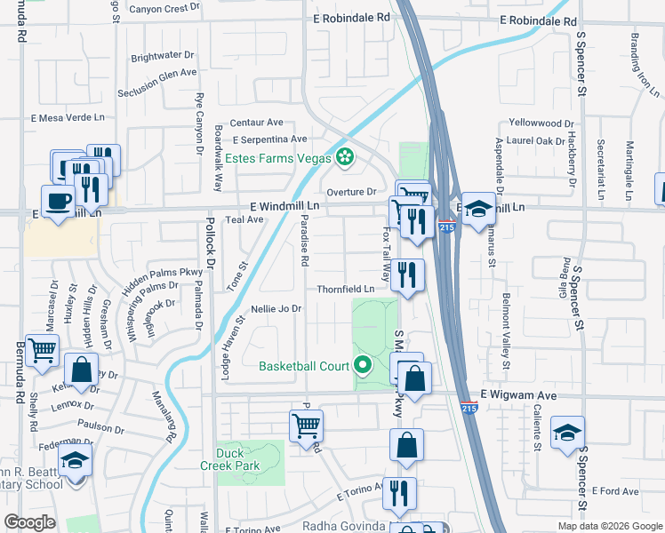map of restaurants, bars, coffee shops, grocery stores, and more near 1031 Pelican Lake Lane in Las Vegas