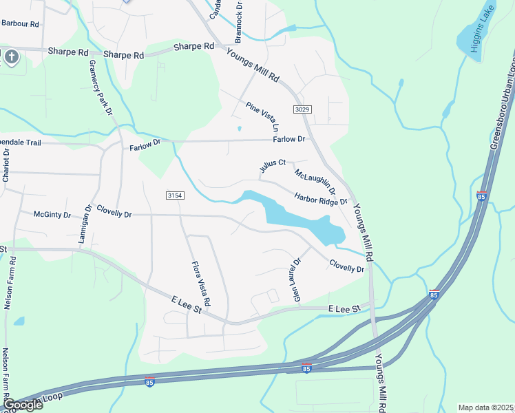 map of restaurants, bars, coffee shops, grocery stores, and more near 2200 Cabin Court in Greensboro