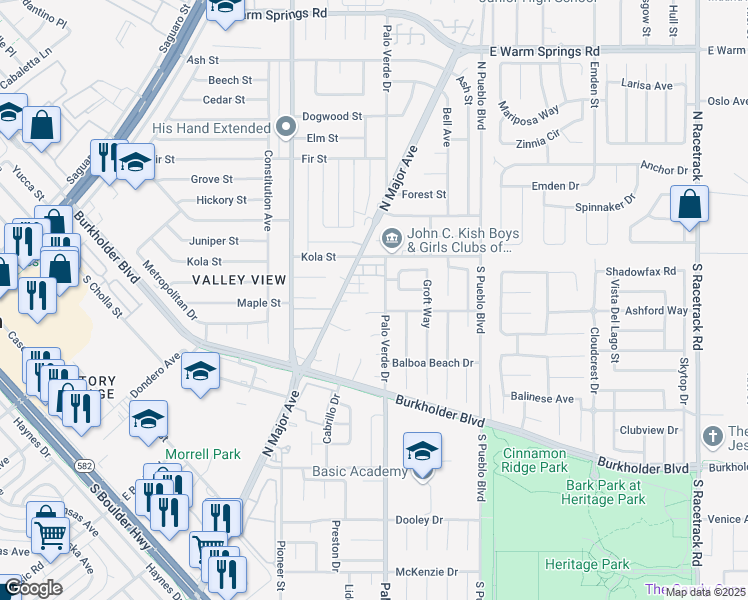 map of restaurants, bars, coffee shops, grocery stores, and more near 310 Eastminister Court in Henderson